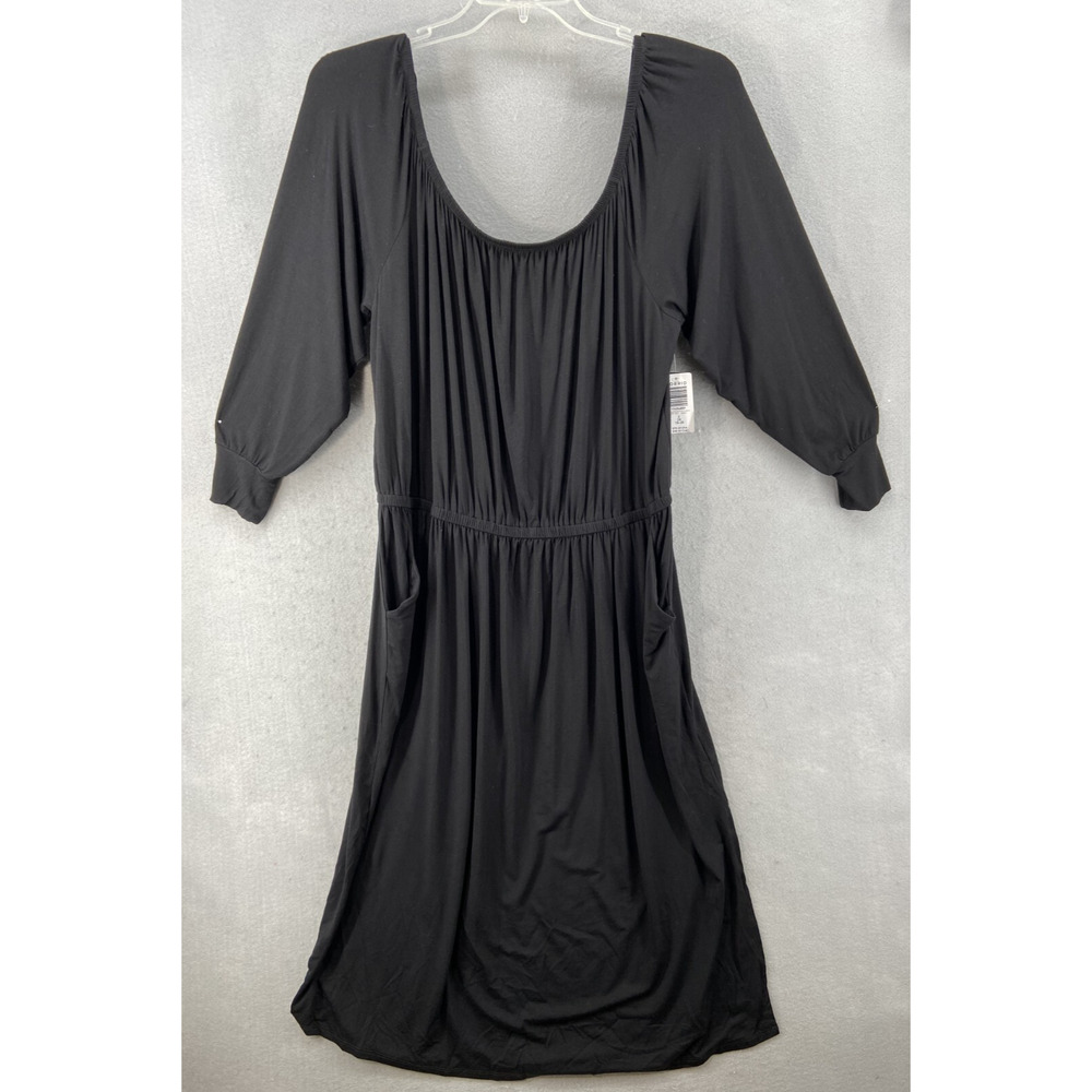 NWT Torrid Dress Womens Sz 2 2X Super Soft Knit Black Pockets 3/4 Sleeve Knee
